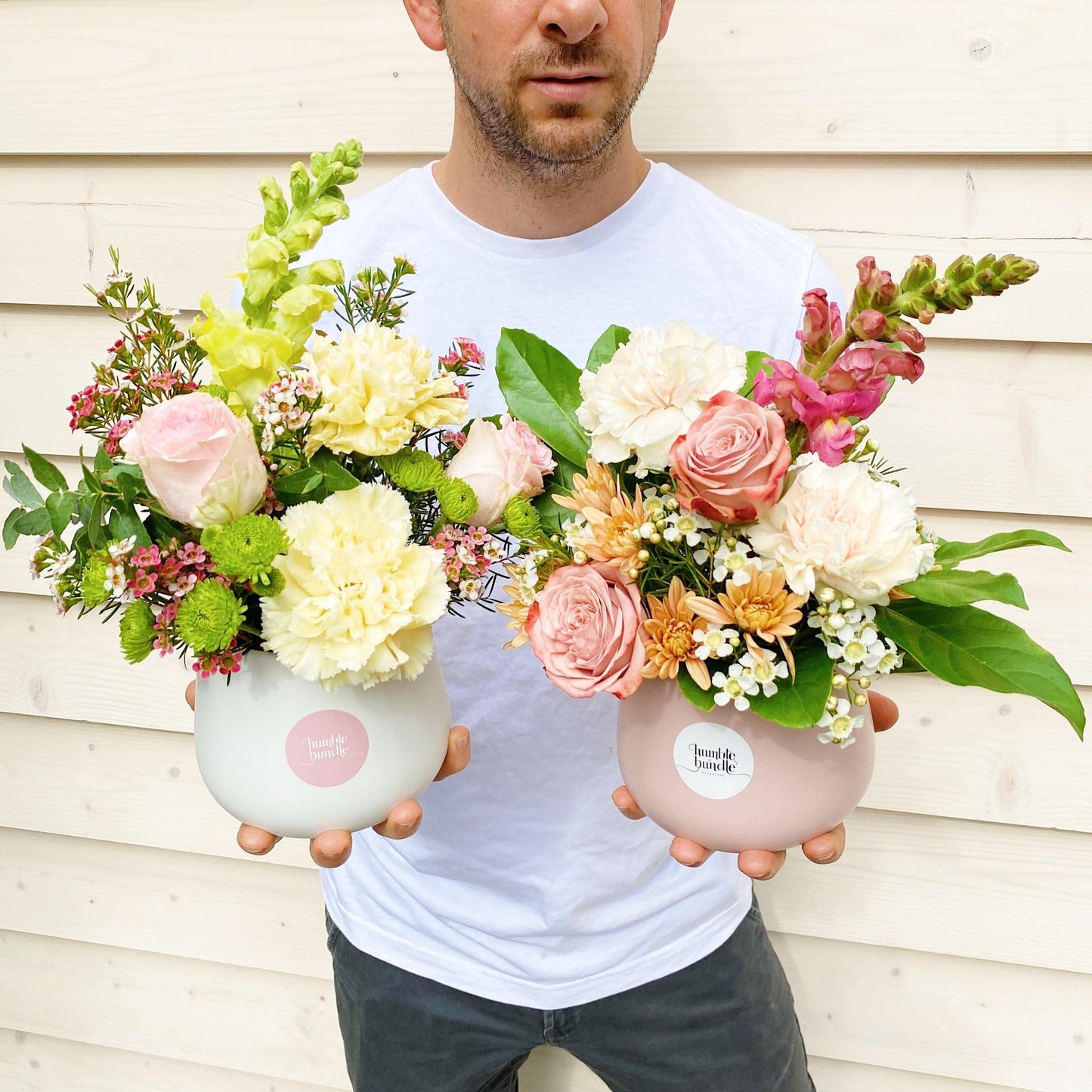 White & Pink Mini Pot Flowers