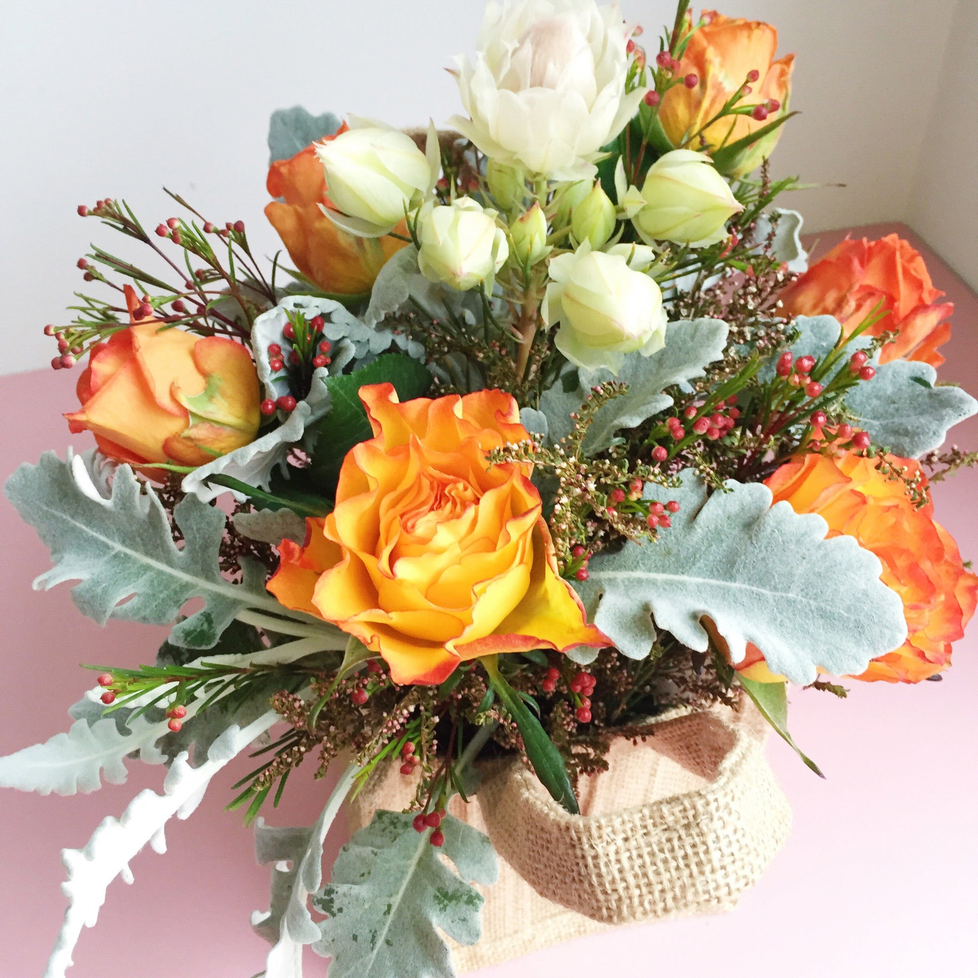 stunning flower hessian bag bundle