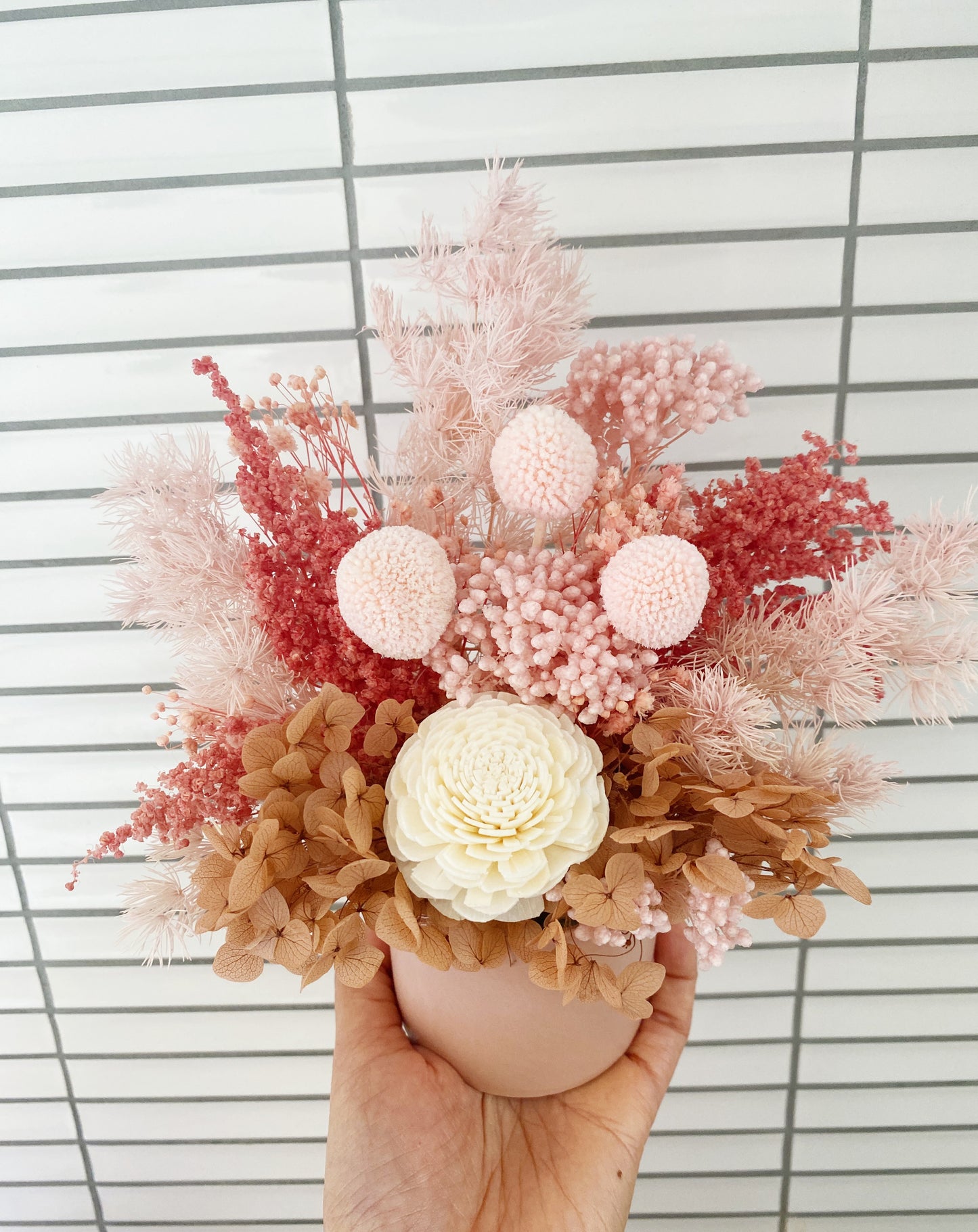 Mini Dried Arrangement - Pink Hue